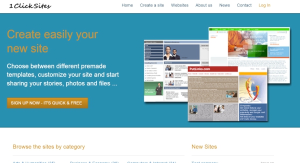 the home page of the main website creator builder php script
