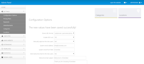 changing the configuration options creator builder php script